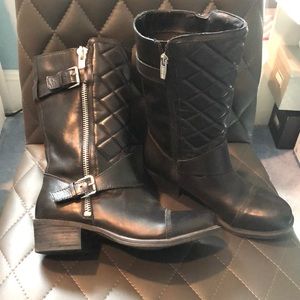 Marc Fisher Black Zip Quilted Boots sz 7